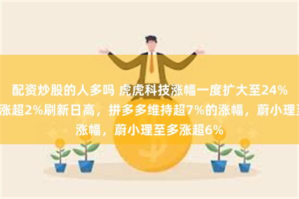 配资炒股的人多吗 虎虎科技涨幅一度扩大至24%，中概指数涨超2%刷新日高，拼多多维持超7%的涨幅，蔚小理至多涨超6%